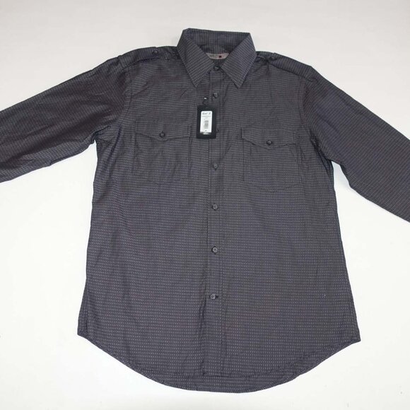 Red X Men's Button Front Shirt Medium NWT Long Sleeves Dark Grey 100% Cotton M - Picture 1 of 7